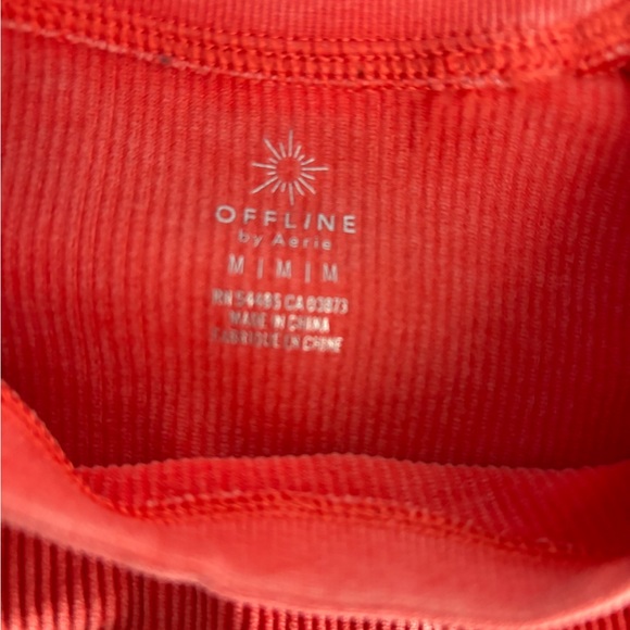 NWT OFFLINE By Aerie Big Chill Seamless Long Sleeve T-Shirt Crop‎ Top Orange. - Picture 5 of 9